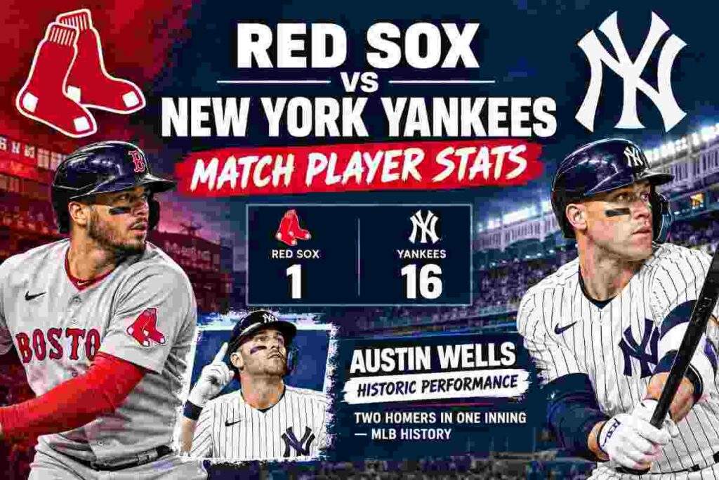 red sox vs new york yankees match player stats